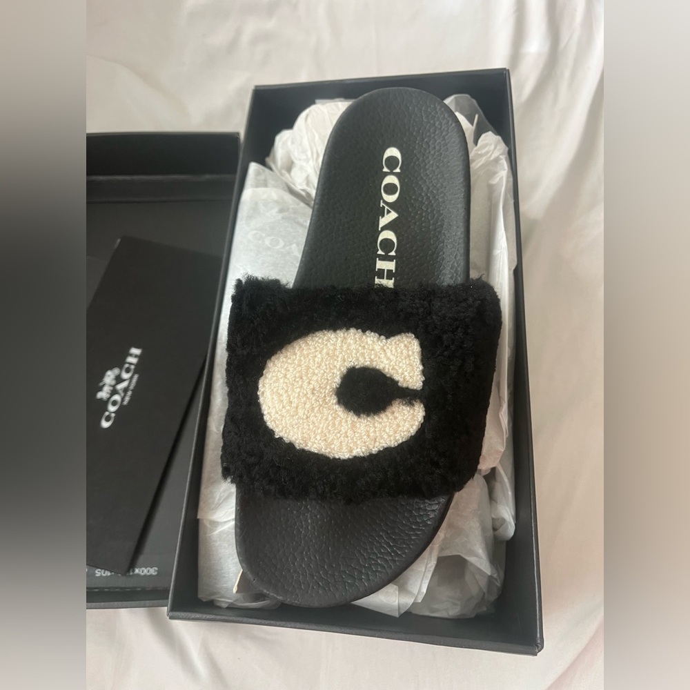 COACH Fur Slides for Women